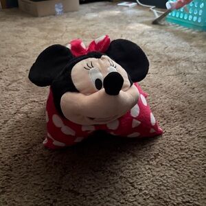 Disney Minnie Mouse Red and Black Stuffed Animal Pillow